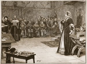 Processo di Maria Regina di Scozia nel castello di Fotheringhay, illustrazione da 