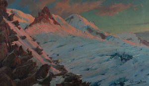 Due alpinisti che arrivano a Les Grands Mulets (massiccio del Monte Bianco) da Edouard Brun