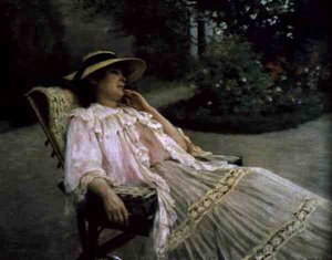 Signora Debat-Ponsan sulla terrazza a Nazelles