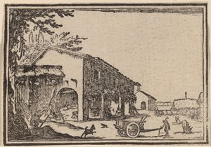 Cortile di una fattoria da Edouard Eckman after Jacques Callot