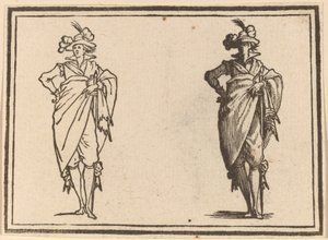 Gentiluomo visto di fronte con mano sui fianchi da Edouard Eckman after Jacques Callot