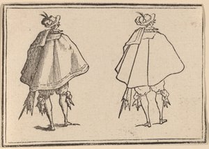Gentiluomo con grande mantello, visto da dietro da Edouard Eckman after Jacques Callot