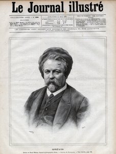 Alfred Grevin (1827-1892) scultore, caricaturista e disegnatore di costumi teatrali francesi - Incisione di Navellier dopo la foto di Nadar in 