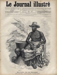 Ritratto di Behanzin (1844-1900), Re di Dahomey (Benin) - Incisione di Navellier in 