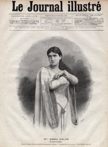 Ritratto di Emma Calve (Rosa Noemie Emma Calvet de Roquet, detta) (1858-1942), soprano francese - Incisione di Navellier in 