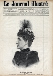 Ritratto di Nellie Melba (Helen Porter Mitchell, detta) (1861-1931), soprano australiano - Incisione di Navellier in 