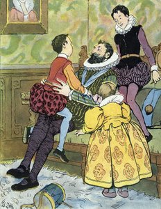Re di Francia Enrico IV che gioca con i suoi figli (1553-1610) Illustrazione di Edouard Zier in 