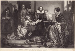 Shakespeare con la sua famiglia a Stratford on Avon, recitando la tragedia di Amleto