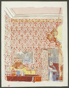 Interno con carta da parati rosa I, quinta lastra da Paesaggi e interni da Édouard Jean Vuillard