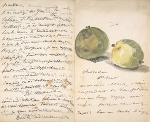 Lettera a Eugène Maus, decorata con due mele da Édouard Manet