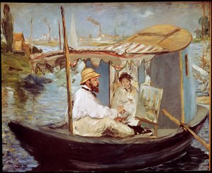 Claude Monet nel suo studio galleggiante da Édouard Manet