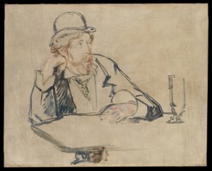 George Moore (1852-1933) al caffè da Édouard Manet