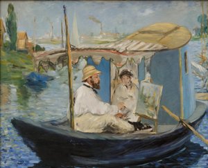 Claude Monet che dipinge nella sua barca-studio da Édouard Manet
