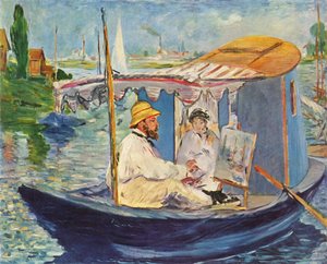 Tedesco: Die Barke Claude Monet dipinge nel suo studio in barca da Édouard Manet
