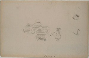 Schizzo di una donna seduta su una panchina e un bambino vicino (foglio da un taccuino), circa 1864-1868 da Édouard Manet