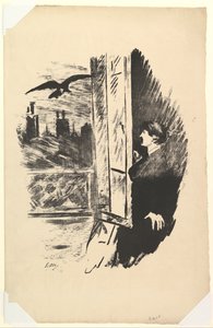 Qui spalancai la finestra. Illustrazione per Il Corvo di Edgar Allan Poe da Édouard Manet