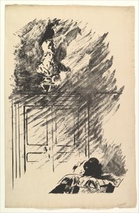 Appollaiato su un busto di Pallade. Illustrazione per Il Corvo di Edgar Allan Poe, 1875