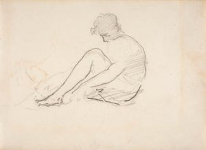 Donna seduta (Schizzo leggero di una testa maschile)