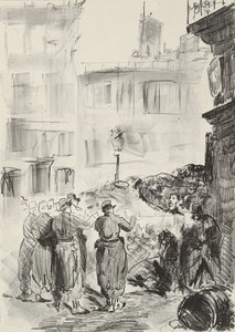 La barricata, 1871, stampato 1884 da Édouard Manet