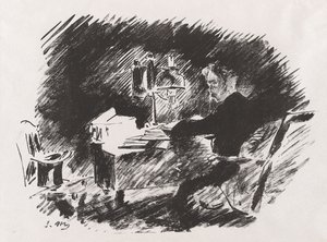 Sotto la lampada, dalla traduzione di Stéphane Mallarmé di Il corvo di Edgar Allan Poe da Édouard Manet