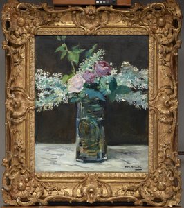 Vaso di lillà bianchi e rose da Édouard Manet