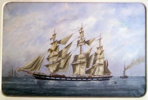 Il Rossdhu, tre navi inglesi con vele asciutte da Edouard Marie Adam