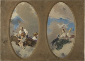 Bozzetto per il municipio di Suresnes: Allegoria del Vino - Chevrière aux colombes (soffitti) da Edouard Michel Lancon