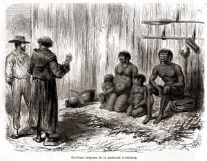 Evangelizzazione cristiana di una famiglia di indiani Yahuas Orejones in Perù da Edouard Riou