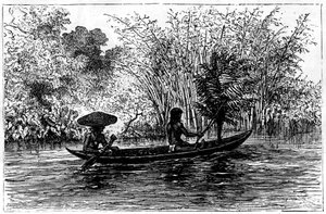 Canoa nel fiume Essequibo, Guyana, XIX secolo da Edouard Riou