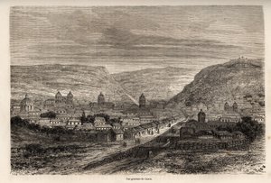 Veduta generale di Cusco, antica capitale degli Incas, disegno di Riou, per illustrare il viaggio di Paul Marcoy attraverso il Sud America dal 1848 al 1860. Incisione in 