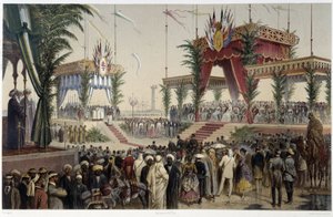 La Tribuna dei sovrani in Inaugurazione del Canale di Suez di G. Nicole. 1869 da Edouard Riou