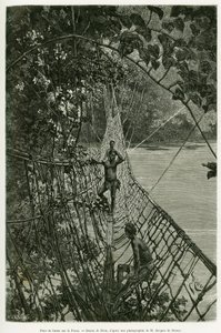 Ponte di liane sul Passa (incisione) da Edouard Riou