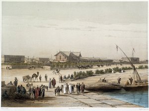 Scena e veduta del canale in "Inaugurazione del Canale di Suez" di G. Nicole. 1869