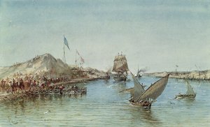 Navigazione sul Canale di Suez, da un album souvenir che commemora il viaggio dell