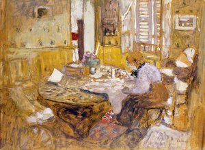 Madame Vuillard che legge nella sala da pranzo, rue Truffant da Edouard Vuillard