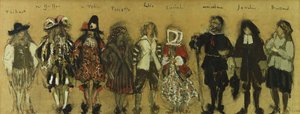 Studio per costumi per nove attori in "La Coupe Enchantee" di Jean de la Fontaine da Edouard Vuillard