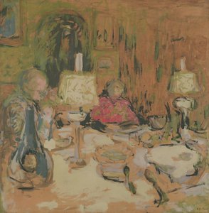 La cena con due lampade, rue de Calais, 1913 da Edouard Vuillard