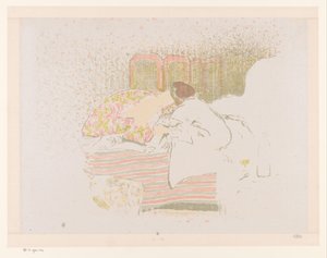 Donna con bambino a letto da Edouard Vuillard