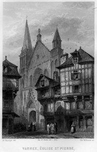 Veduta della città di Vannes e della Chiesa di San Pietro, Morbihan, Bretagna, Francia. Incisione di Willmann in "La Francia antica e moderna" di Jean-Bernard Mary-Lafon