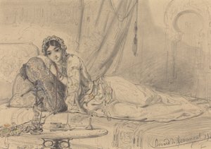 Donna Medio Orientale Distesa in un Ambiente Esotico da Edouard de Beaumont