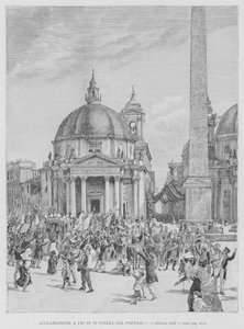 Acclamazione a Pio IX in Piazza del Popolo da Edouardo Matania