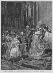 Cerimonia religiosa per le nozze di Ferdinando II con Maria Cristina di Savoia da Edouardo Matania