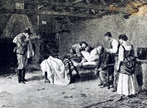 Morte di Anita Garibaldi nella fattoria del Marchese Guiccioli (illustrazione) da Edouardo Matania