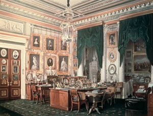 Lo studio di Alessandro III (1845-94) al Palazzo di Gatchina, c.1881 da Eduard Hau