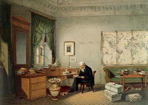 Barone Alexander von Humboldt nel suo studio da Eduard Hildebrandt