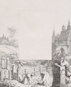 Tavola 5: donne che raccolgono piante e le trasportano sulla testa, un uomo osserva da Eduard Julius Friedrich Bendemann