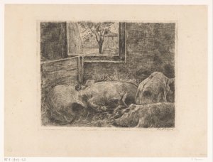Maiali in una stalla da Eduard Karsen (signed by artist)