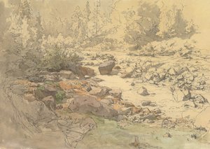 Paesaggio con rocce in un fiume vicino a Kronau da Eduard Peithner von Lichtenfels