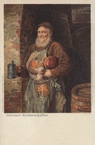 Der Klosterschaeefler: monaco che porta un boccale di birra e il suo pranzo
