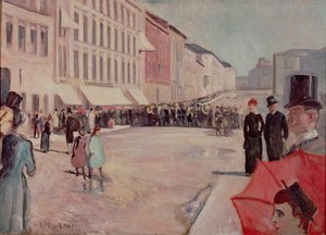 Banda militare in Karl-Johann Street, Oslo da Edvard Munch